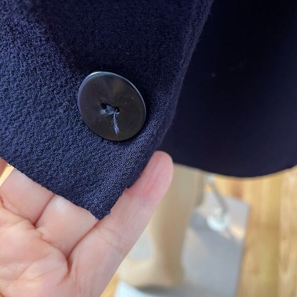 Dana Buchman jacket 14 navy blue wool open front knee length - Picture 6 of 10